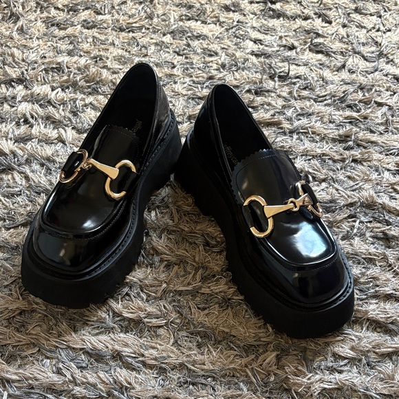 Jeffrey Campbell Black Loafers with Gold Accent - Picture 3 of 5